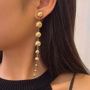 Gold Ball Drop Beaded Dangle Earrings